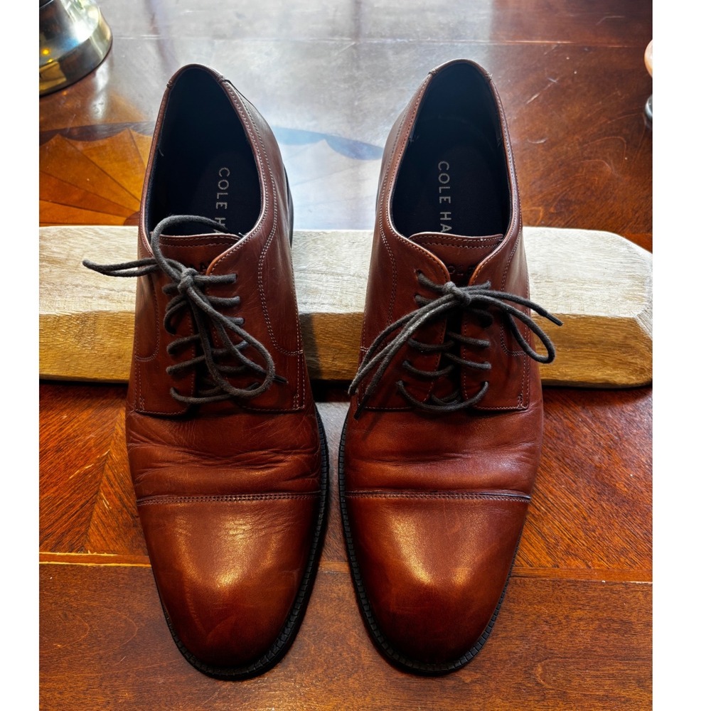 Cole Haan Mens British Tan Leather Cap Toe Derby Dress Shoes C34138 Size 10.5 M